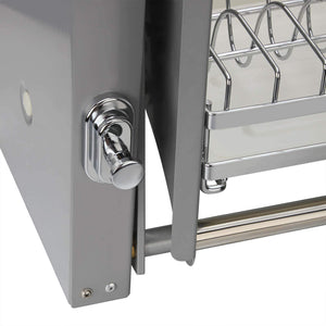 Cheap kitchen pull down chrome steel 2 tier wire dish drainer rack utensils basket shelf plate holder for 600mm width cabinet