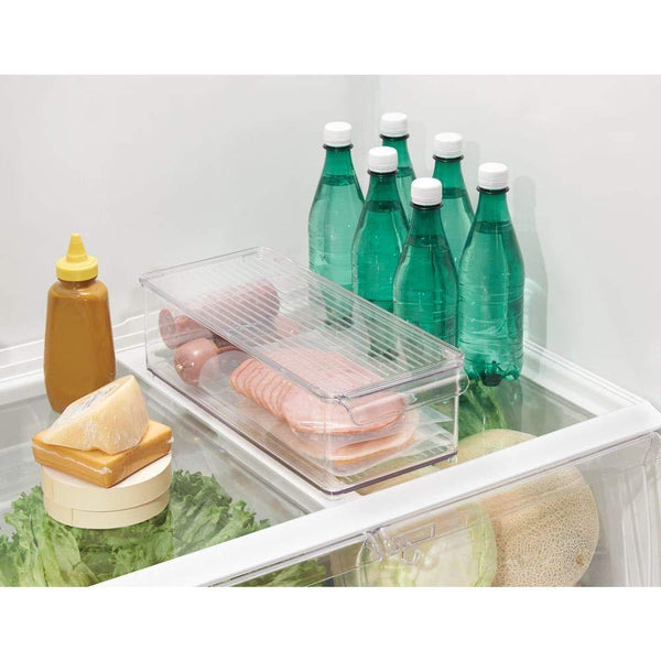 Buy now mdesign plastic food storage container bin with lid and handle for kitchen pantry cabinet fridge freezer organizer for snacks produce vegetables pasta 8 pack clear