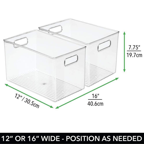 Products mdesign deep plastic home storage organizer bin for cube furniture shelving in office entryway closet cabinet bedroom laundry room nursery kids toy room 12 x 8 x 8 4 pack clear