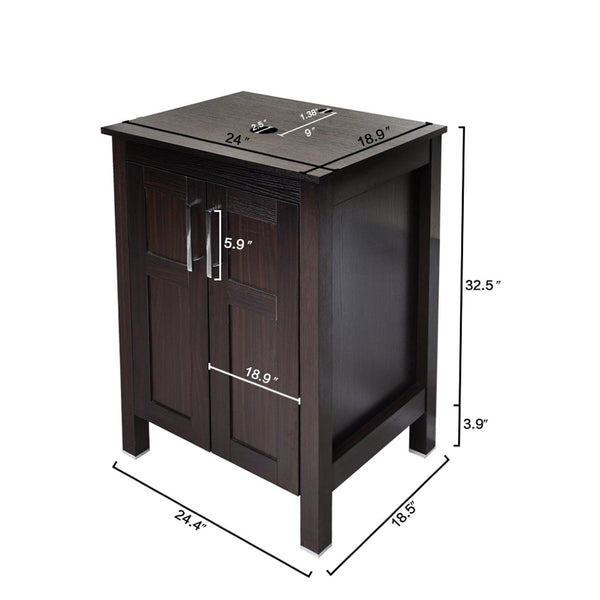 Online shopping 24 inches traditional bathroom vanity set in dark coffee finish single bathroom vanity with top and 2 door cabinet brown glass sink top with single faucet hole