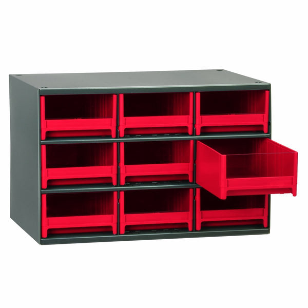 Buy now akro mils 19909 17 inch w by 11 inch h by 11 inch d 19 series 9 drawer steel parts storage hardware and craft cabinet red drawers