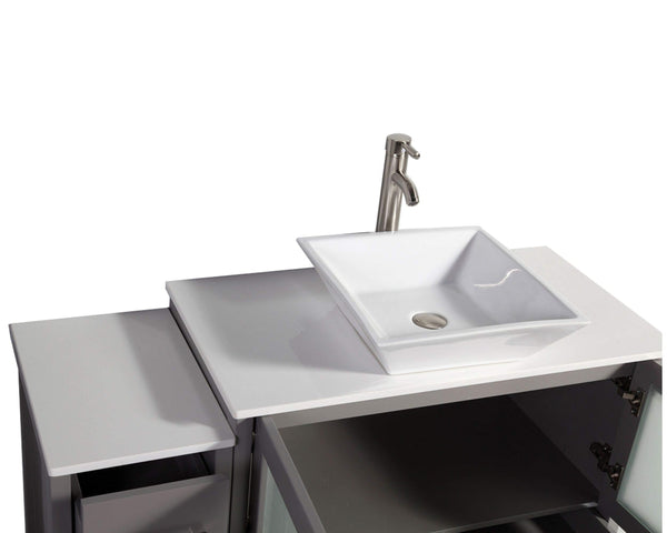 Results vanity art 48 inch single sink bathroom vanity combo modern cabinet with ceramic top sink free mirror gray va3136 48g