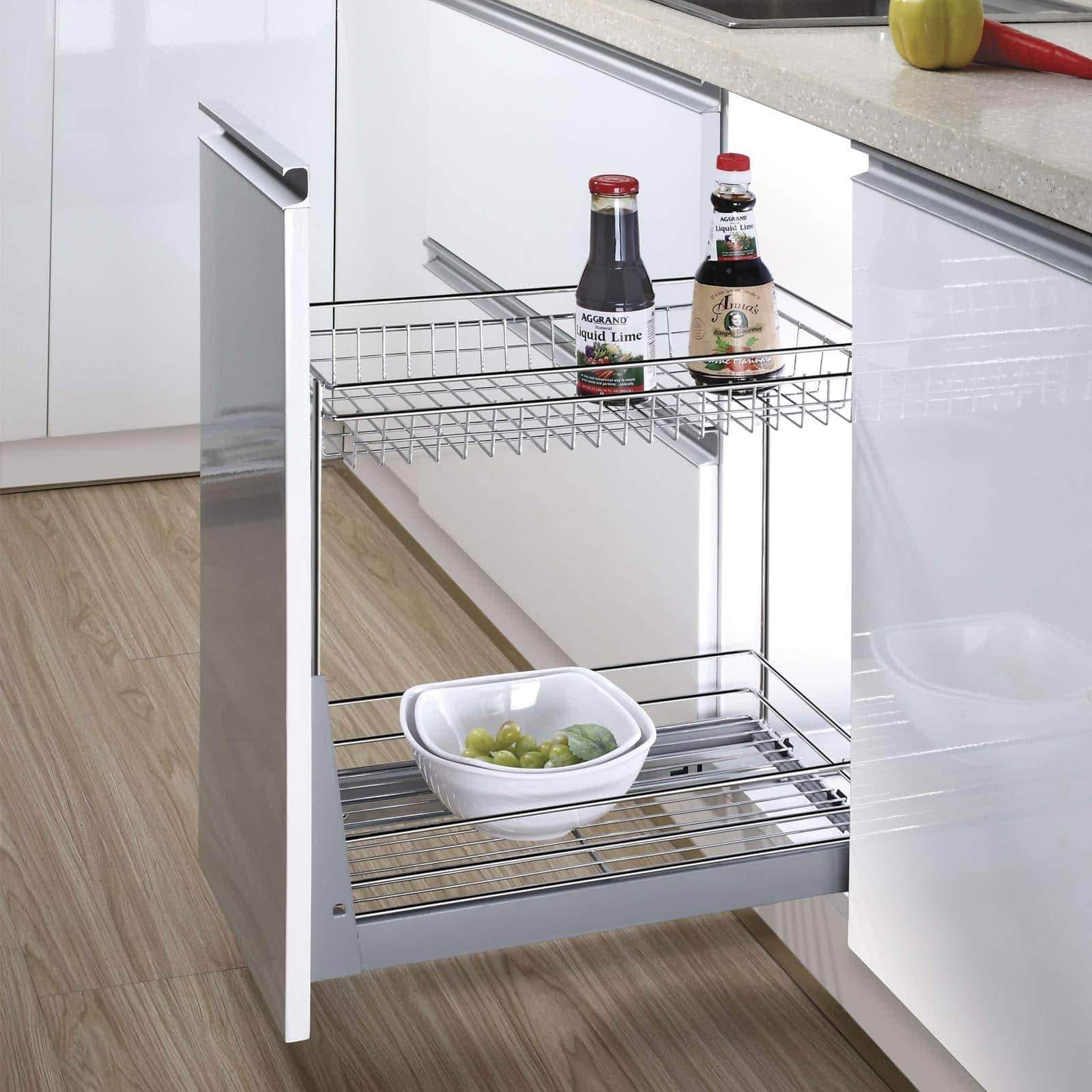 Exclusive 17 3x11 8x20 7 cabinet pull out chrome wire basket organizer 2 tier cabinet spice rack shelves bowl pan pots holder full pullout set