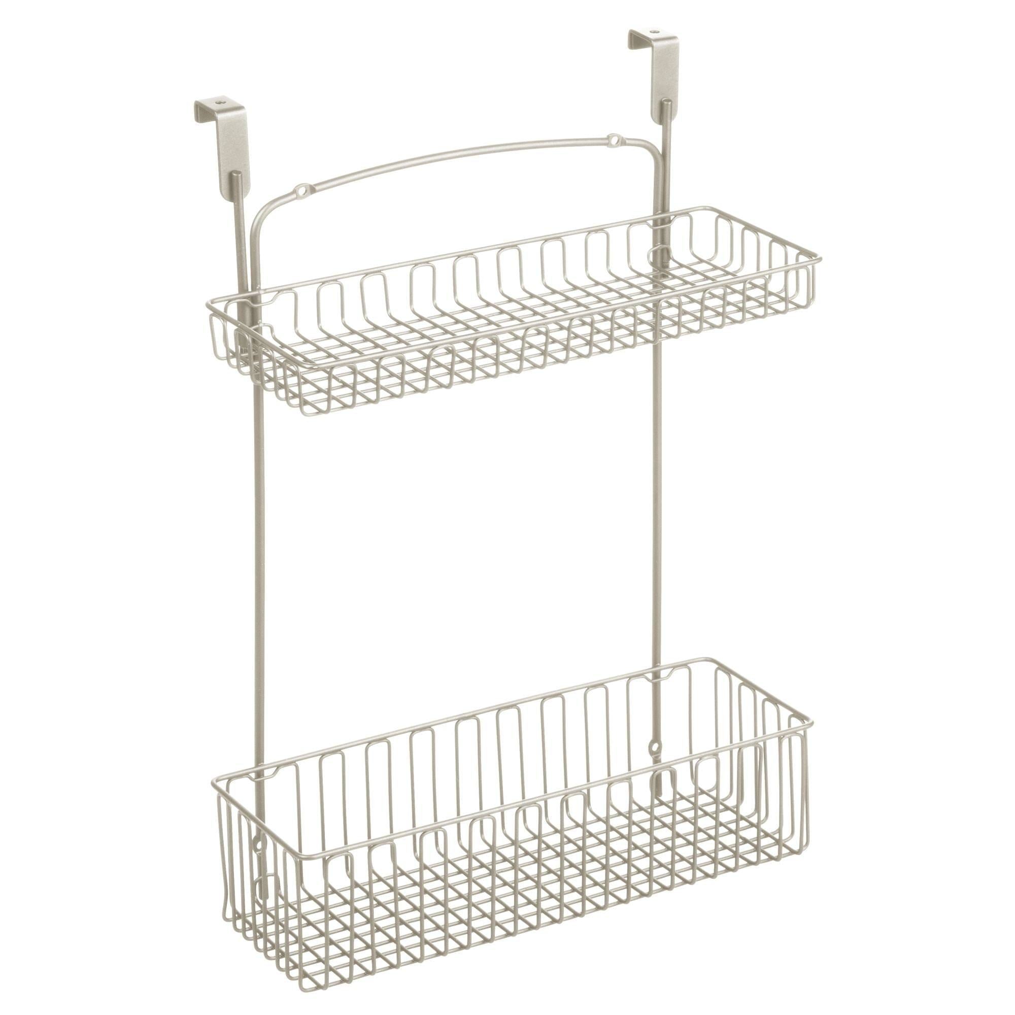 Online shopping mdesign metal farmhouse over cabinet kitchen storage organizer holder or basket hang over cabinet doors in kitchen pantry holds dish soap window cleaner sponges satin