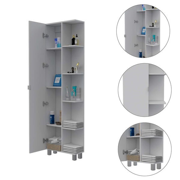 Discover tuhome urano storage cabinet linen cabinet bathroom cabinet with 5 open external storage shelves and 1 cabinet w 3 adjustable shelves