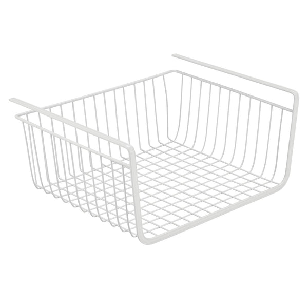 Best mdesign household metal under shelf hanging storage bin basket with open front for organizing kitchen cabinets cupboards pantries shelves large 4 pack white