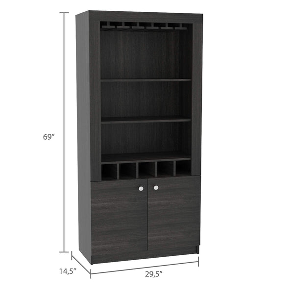 Budget tuhome montenegro collection bar cabinet home bar comes with a 5 bottle wine rack storage cabinets 3 shelves and a 15 wine glass rack with a modern dark weathered oak finish