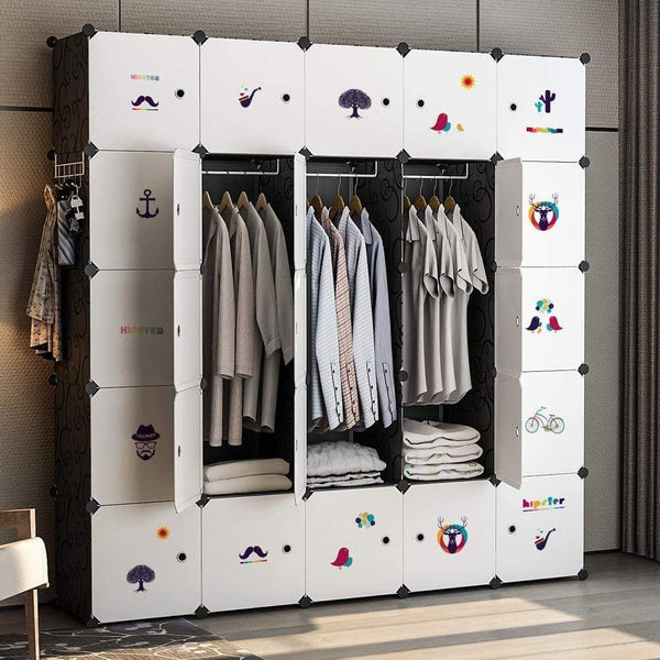 Cheap yozo closet organizer portable wardrobe cloth storage bedroom armoire cube shelving unit dresser cabinet diy furniture black 25 cubes