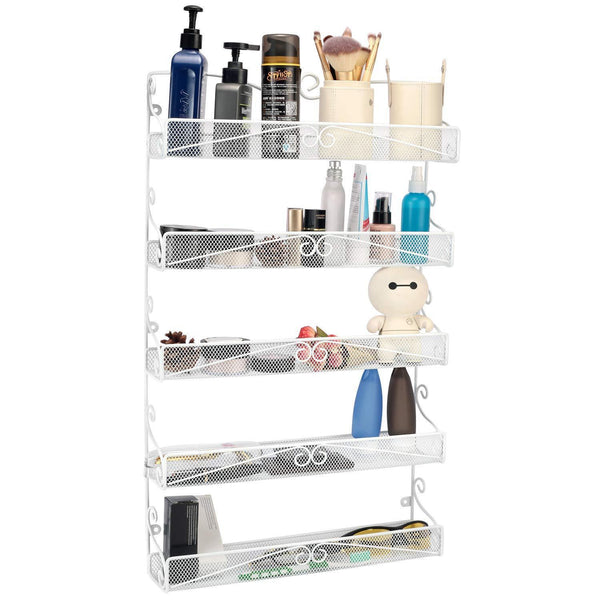 Purchase spice rack hanging wall mounted spice rack organizer shelf for pantry kitchen cabinet door 5 tier white