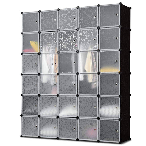 Budget tangkula cube storage organizer cube closet storage shelves diy plastic pp closet cabinet modular bookcase large storage shelving with doors for bedroom living room office 30 cube