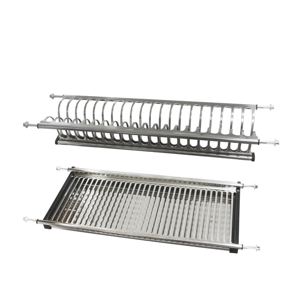 Latest gobrico stainless steel 2 tier dish drying rack for width 800mm cabinet plate bowl storage organizer holder