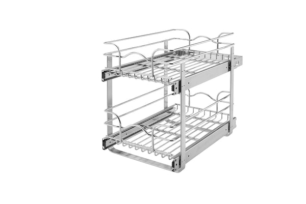 Storage organizer rev a shelf 5wb2 1522 cr 15 in w x 22 in d base cabinet pull out chrome 2 tier wire basket
