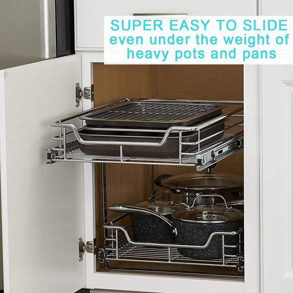 Shop evergohome roll out kitchen cabinet organizer adjustable chrome pull out cabinet organizer heavy duty side mount single sliding shelf suitable for 20 inches wide kitchen cabinet external