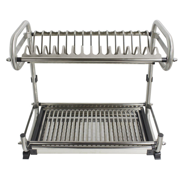 Order now 2 tier kitchen cabinet dish rack 19 3 wall mounted stainless steel dish rack steel dishes drying rack plates organizer rubber leg protector with drain board