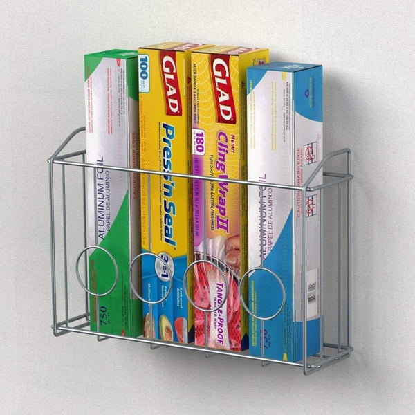 Featured nex over the cabinet door organizer cabinet storage basket for cutting board aluminum foil cleaning supplies silver