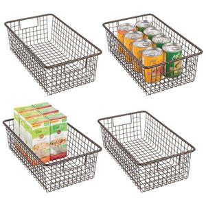Purchase mdesign modern farmhouse metal wire storage organizer bin basket with handles for kitchen cabinets pantry closets bedrooms bathrooms 16 25 long 4 pack bronze