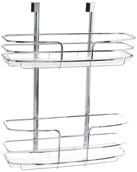 Budget lynk over cabinet door organizer double shelf w molded tray chrome