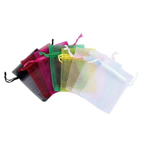 Anleolife 100Pcs 5x7 Inches Sheer Organza Bags Drawstring Gift Bags Mesh Jewelry Pouches For Party Wedding Christmas Valentine Favors Organza
