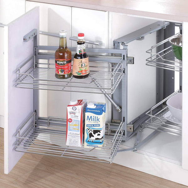 The best 34 6x21 3x8 3 in under cabinet pull out chrome 4 tier wire basket organizer cabinet dish rack shelves bowl utensils holder full pullout set gray bottom