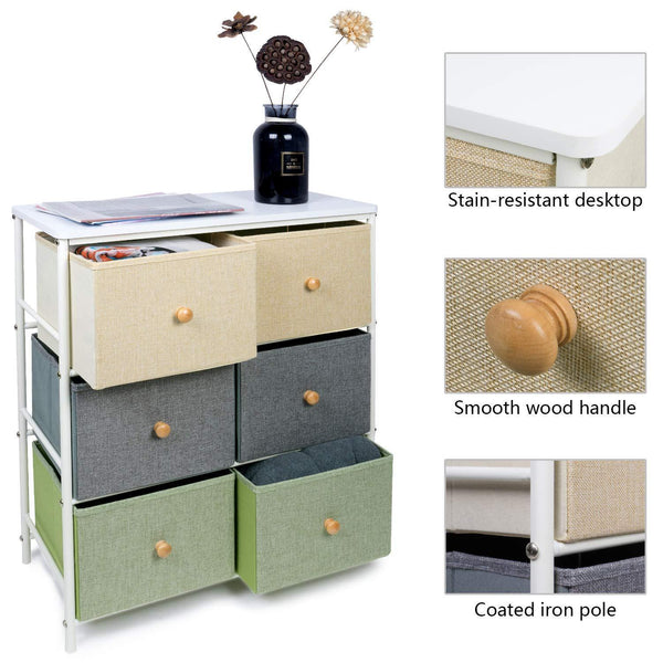 Top lifewit small storage drawer unit with metal frame for children small clothes organizer with wooden tabletop for livingroom bedroom cabinet with 6 easy pull fabric drawers 3 tier