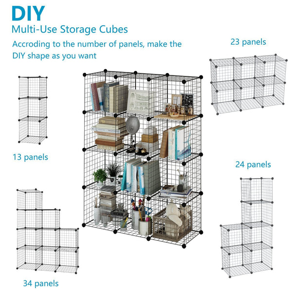Amazon best tespo wire cube storage shelves book shelf metal bookcase shelving closet organization system diy modular grid cabinet 12 cubes