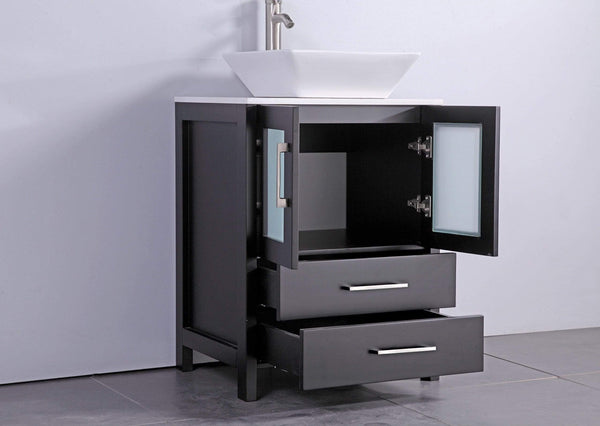 Amazon vanity art 24 inch modern bathroom vanity set cabinet single sink combo with ceramic top free mirror 2 door 2 drawer storage espresso va3124e
