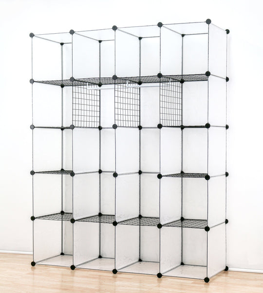 Best seller  unicoo multi use diy 20 cube organizer wardrobe bookcase storage cabinet wardrobe closet with design pattern deeper cube semitransparent