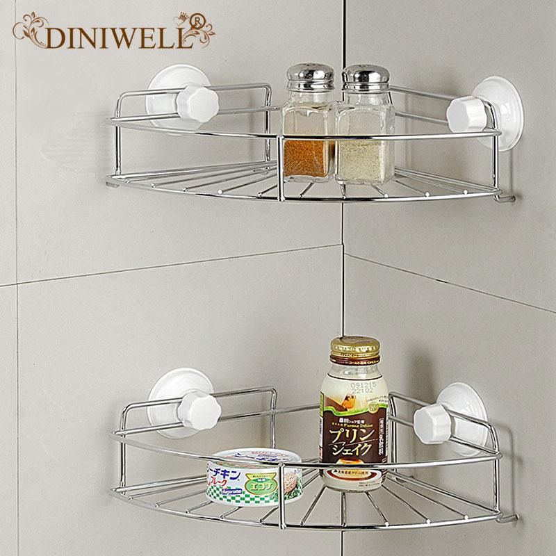 Home Storage Fan-shaped Bathroom Suction Corner Rack With Removable Wall Mount Holder Shelf  For Bath Kitchen Organizer