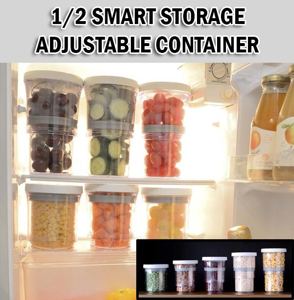 1/2 Smart Storage Adjustment Container Airtight Store Organiser Kitchen Organizer 470ml-960ml