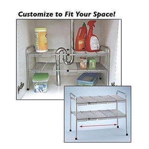 Atb 2 Tier Expandable Adjustable Under Sink Shelf Storage Shelves Kitchen Organizer