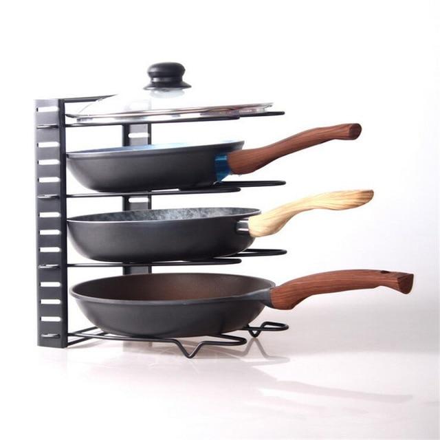 5-Layer Kitchen Organizer Rack Adjustable Metal Cabinet Pantry Pan and Pot Lid