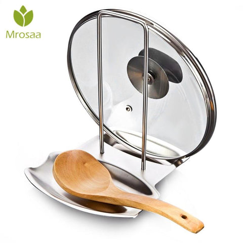 Kitchen Organizer Pot Lid Rack Stainless Steel Spoon Holder Pot Lid Shelf Cooking Dish Rack Pan Cover Stand Kitchen Accessories
